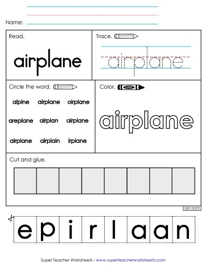 Worksheet 2: Airplane (Printable PDF Worksheet)