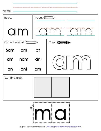 Worksheet 2: Am (Printable PDF Worksheet)