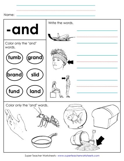 Worksheets - Worksheet 2 (-and Words) (Printable PDF Worksheet)