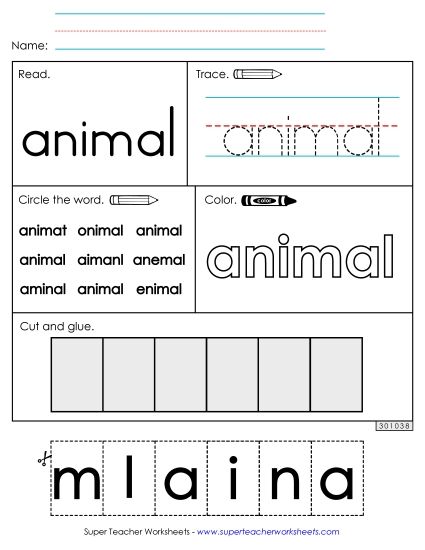 Worksheet 2: Animal (Printable PDF Worksheet)