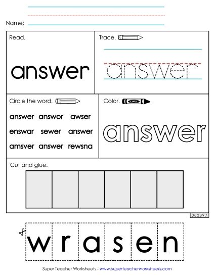 Worksheet 2: Answer (Printable PDF Worksheet)
