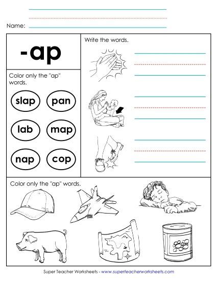 Worksheets - Worksheet 2 (-ap Words) (Printable PDF Worksheet)