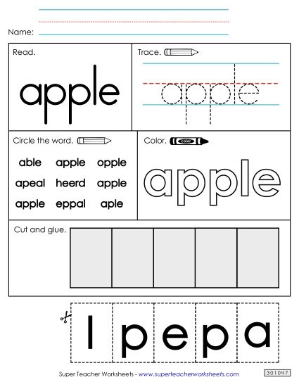 Worksheet 2: Apple (Printable PDF Worksheet)