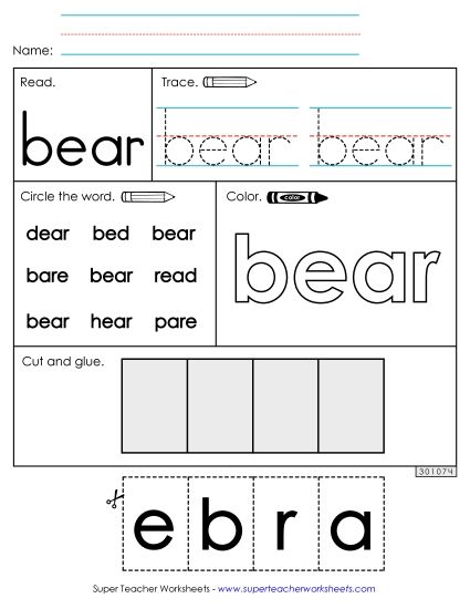 Worksheet 2: Bear (Printable PDF Worksheet)