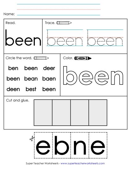 Worksheet 2: Been (Printable PDF Worksheet)
