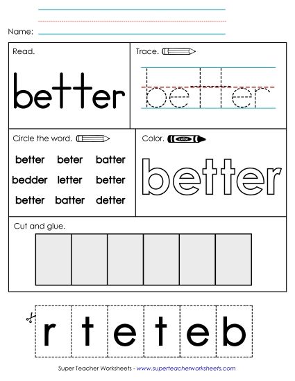 Worksheet 2: Better (Printable PDF Worksheet)