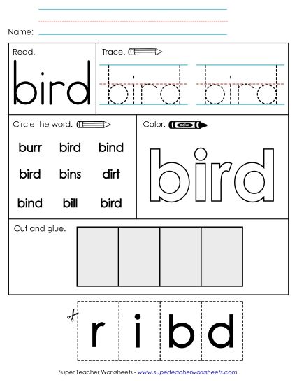 Worksheet 2: Bird (Printable PDF Worksheet)