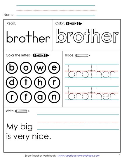 Worksheet 2: Brother (Printable PDF Worksheet)