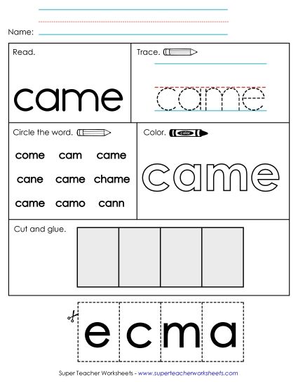 Worksheet 2: Came (Printable PDF Worksheet)