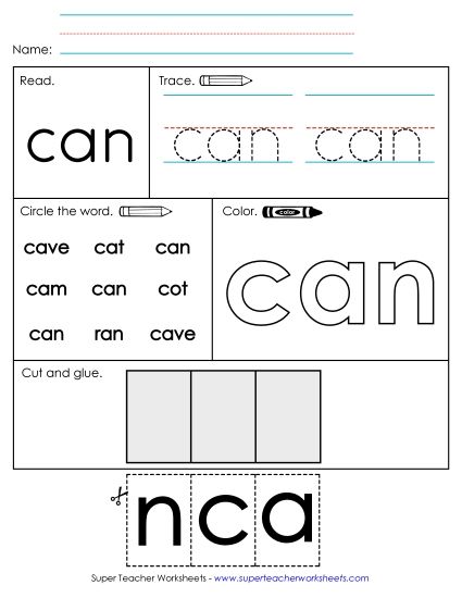 Worksheet 2: Can (Printable PDF Worksheet)