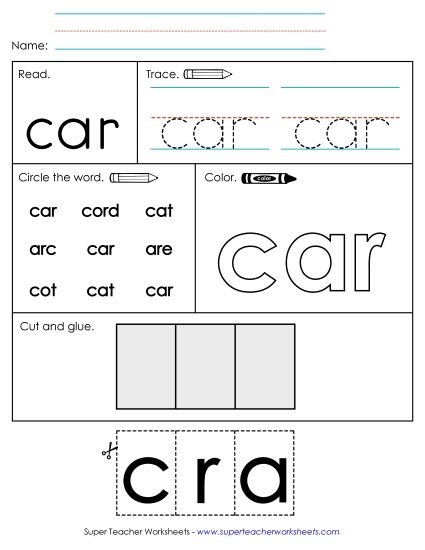 Worksheet 2: Car (Printable PDF Worksheet)
