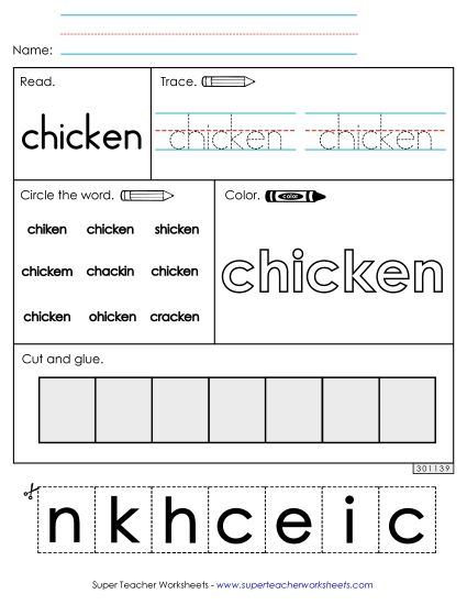 Worksheet 2: Chicken (Printable PDF Worksheet)