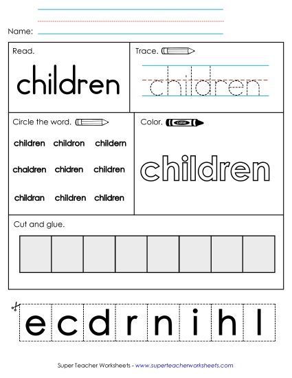 Worksheet 2: Children (Printable PDF Worksheet)
