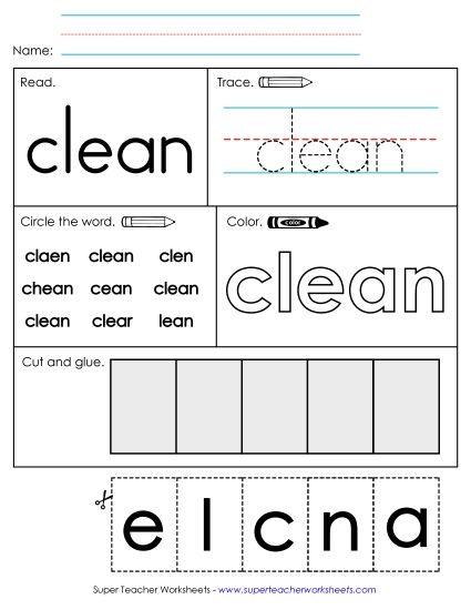 Worksheet 2: Clean (Printable PDF Worksheet)