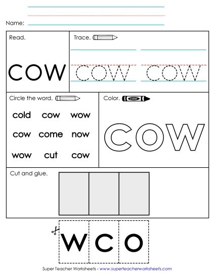 Worksheet 2: Cow (Printable PDF Worksheet)