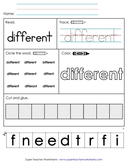 Worksheet 2: Different (Printable PDF Worksheet)