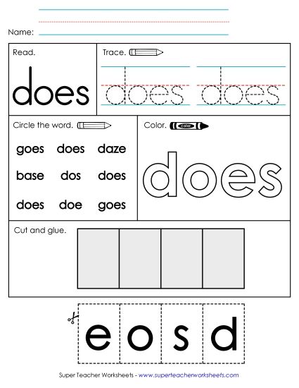 Worksheet 2: Does (Printable PDF Worksheet)