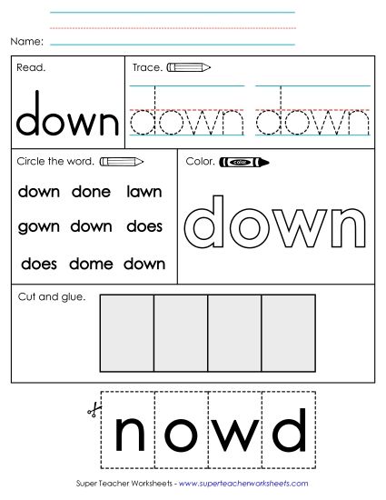 Worksheet 2: Down (Printable PDF Worksheet)