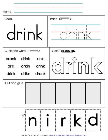 Worksheet 2: Drink (Printable PDF Worksheet)