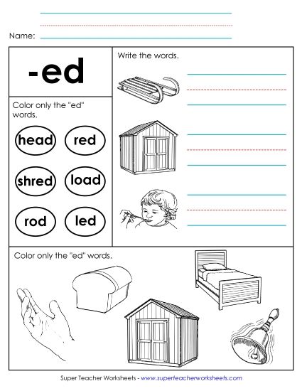 Worksheets - Worksheet 2 (-ed Words) (Printable PDF Worksheet)