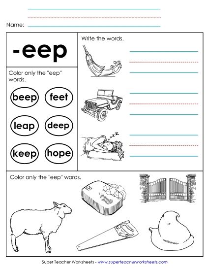 Worksheets - Worksheet 2 (-eep Words) (Printable PDF Worksheet)