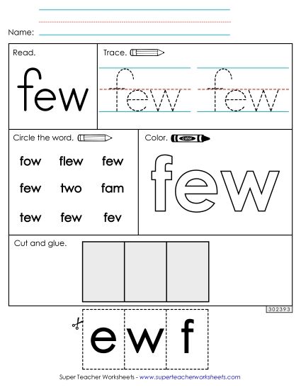 Worksheet 2: Few (Printable PDF Worksheet)