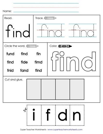 Worksheet 2: Find (Printable PDF Worksheet)