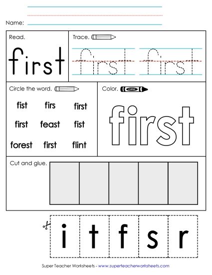 Worksheet 2: First (Printable PDF Worksheet)