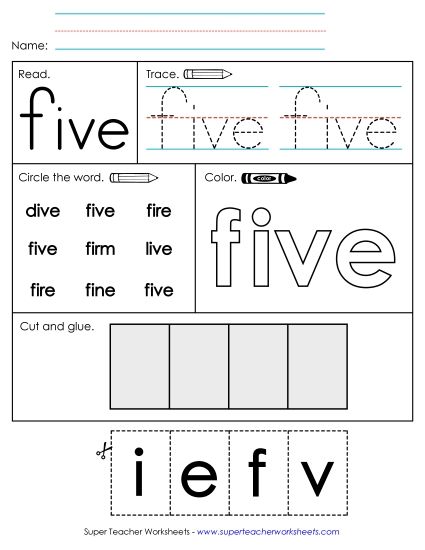 Worksheet 2: Five (Printable PDF Worksheet)