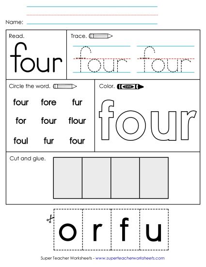 Worksheet 2: Four (Printable PDF Worksheet)