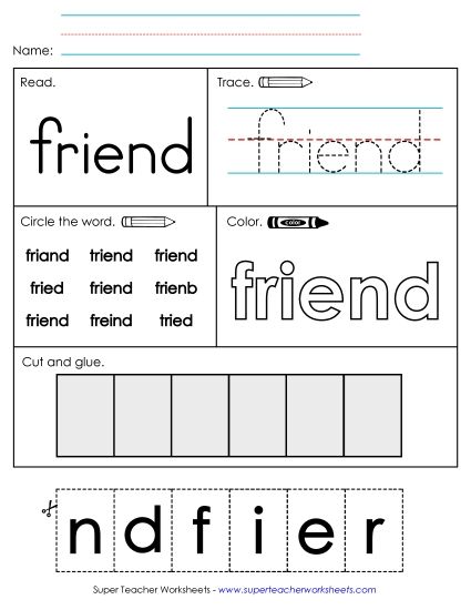Worksheet 2: Friend (Printable PDF Worksheet)