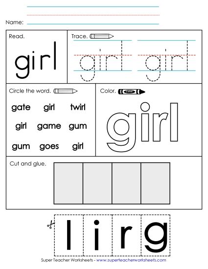Worksheet 2: Girl (Printable PDF Worksheet)