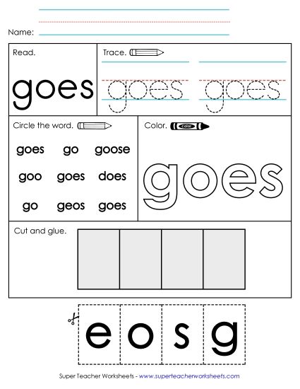 Worksheet 2: Goes (Printable PDF Worksheet)