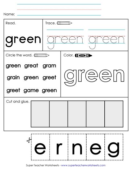 Worksheet 2: Green (Printable PDF Worksheet)