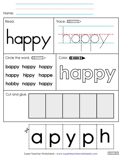 Worksheet 2: Happy (Printable PDF Worksheet)