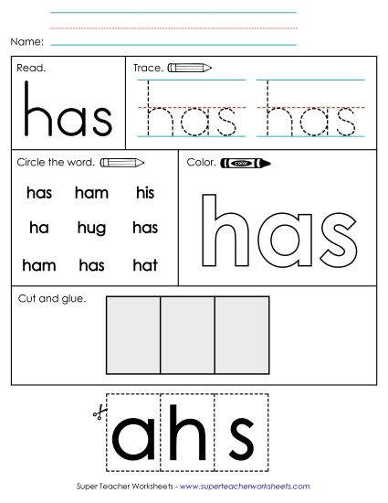 Worksheet 2: Has (Printable PDF Worksheet)