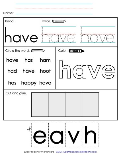 Worksheet 2: Have (Printable PDF Worksheet)