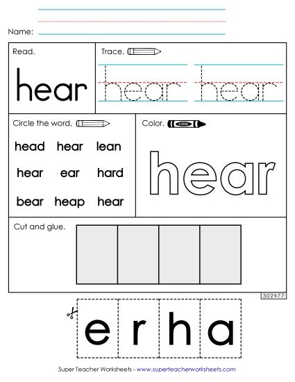 Worksheet 2: Hear (Printable PDF Worksheet)