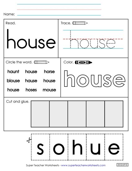 Worksheet 2: House (Printable PDF Worksheet)