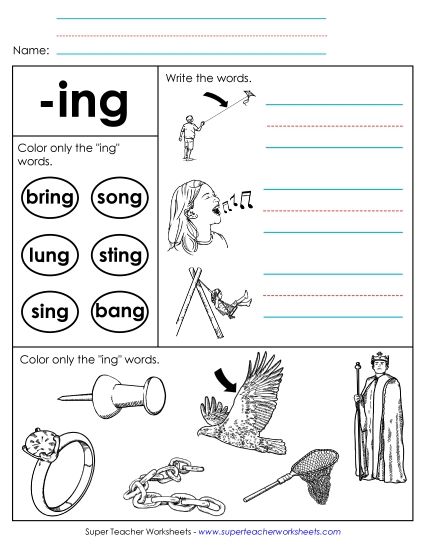 Worksheets - Worksheet 2 (-ing Words) (Printable PDF Worksheet)
