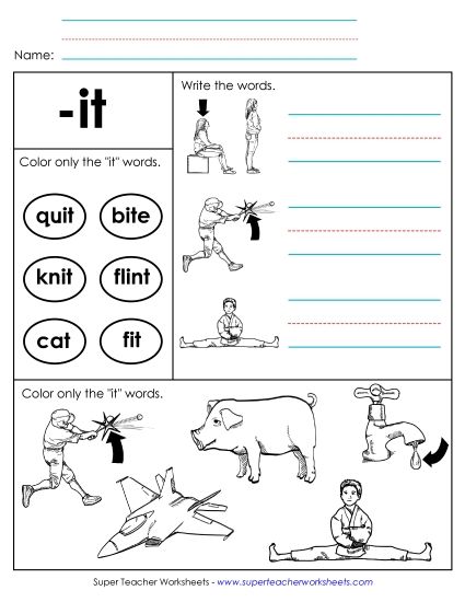 Worksheets - Worksheet 2 (-it Words) (Printable PDF Worksheet)