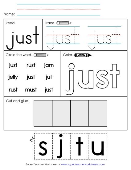 Worksheet 2: Just (Printable PDF Worksheet)