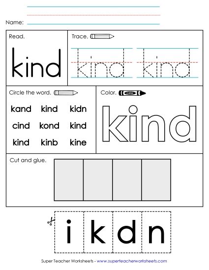 Worksheet 2: Kind (Printable PDF Worksheet)