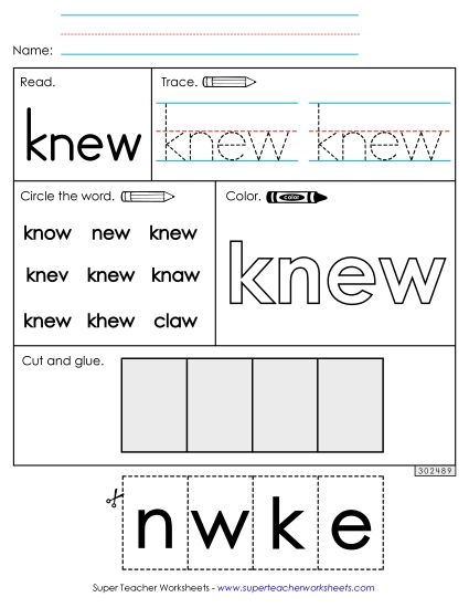 Worksheet 2: Knew (Printable PDF Worksheet)