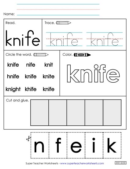 Worksheet 2: Knife (Printable PDF Worksheet)
