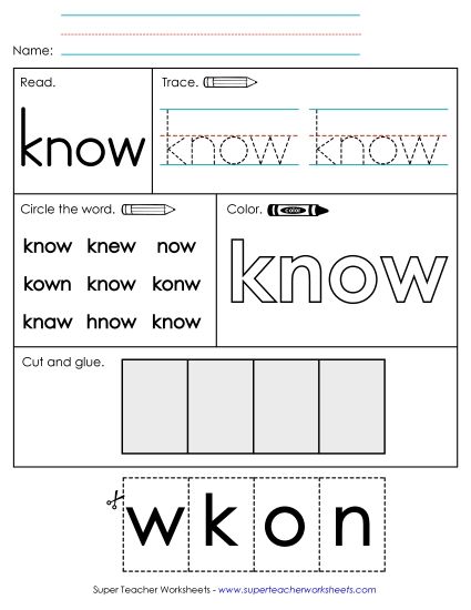 Worksheet 2: Know (Printable PDF Worksheet)