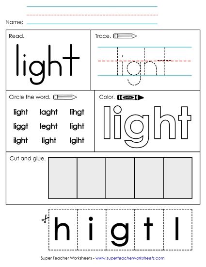 Worksheet 2: Light (Printable PDF Worksheet)