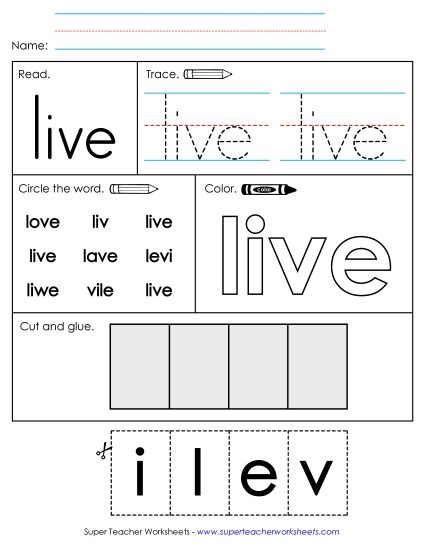 Worksheet 2: Live (Printable PDF Worksheet)