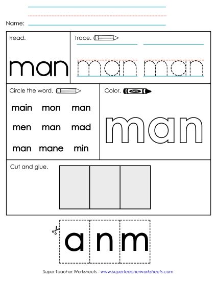 Worksheet 2: Man (Printable PDF Worksheet)