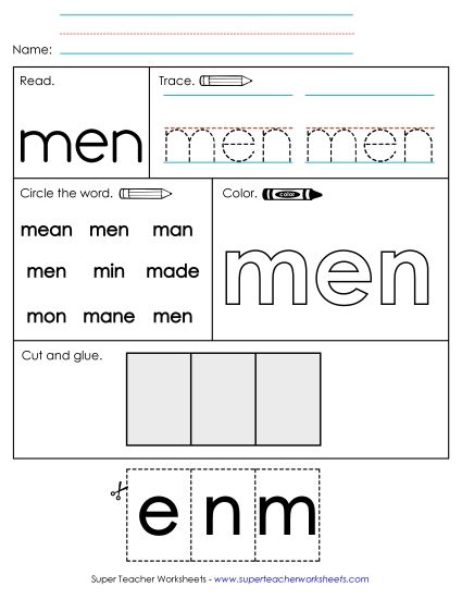 Worksheet 2: Men (Printable PDF Worksheet)